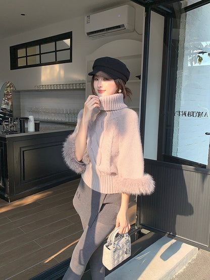 [Stylish] Korean Style High Neck Knitted Sweater