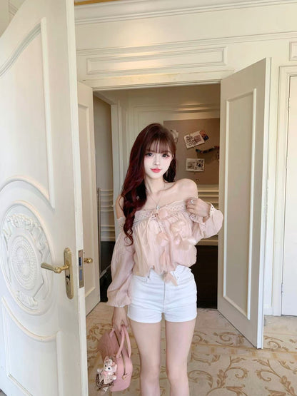 [Flower] Girlgod off-shoulder Top