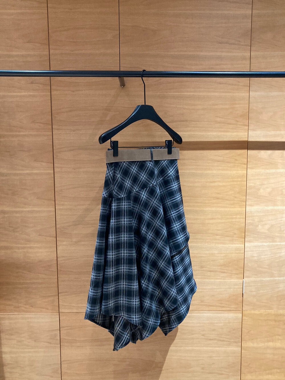 [Fashion] Designer Plaid Long Skirt (with belt)