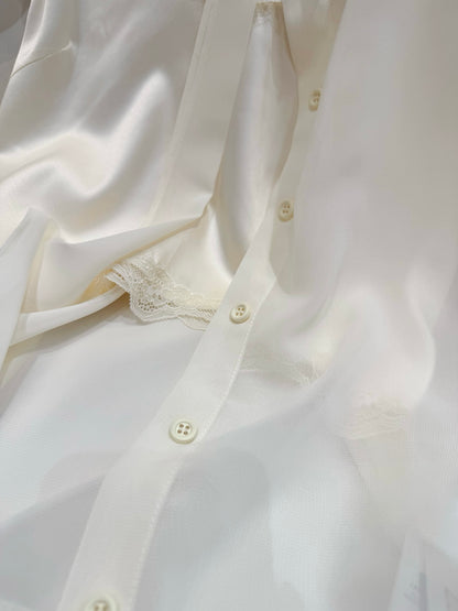 [Bestseller] French Tie-Neck Bow Chiffon Blouse (Q1382)