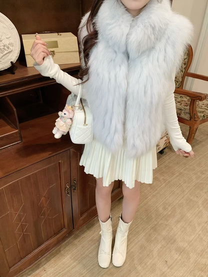 [Luxury] Elegant Fluffy Fox Fur Vest