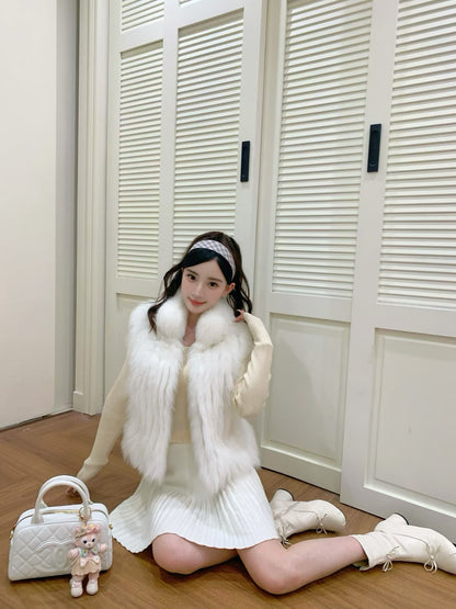 [Luxury] Elegant Fluffy Fox Fur Vest