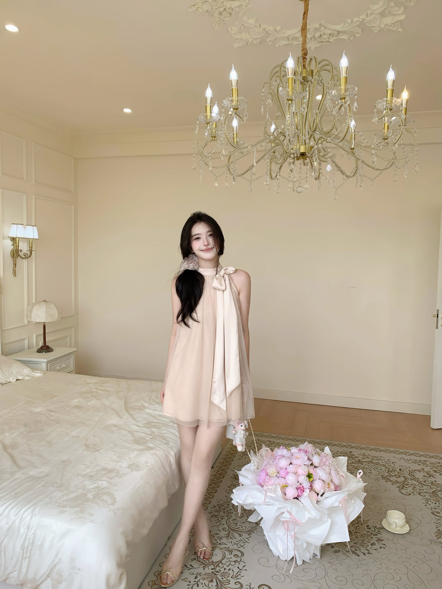 [Stylish] Flowy Lace Mini Dress (Q1119)