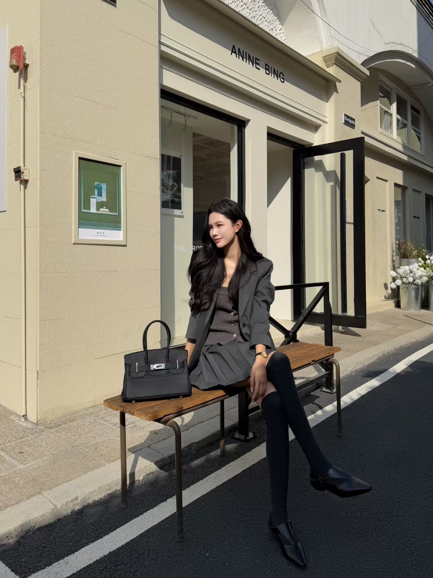 [Miu Style] Stripes Blazer + Pleated Skirt Set