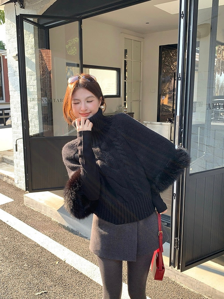 [Stylish] Korean Style High Neck Knitted Sweater