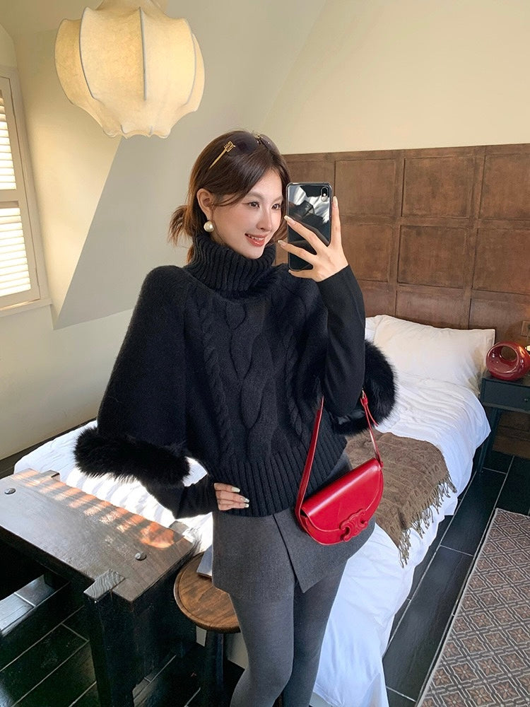 [Stylish] Korean Style High Neck Knitted Sweater