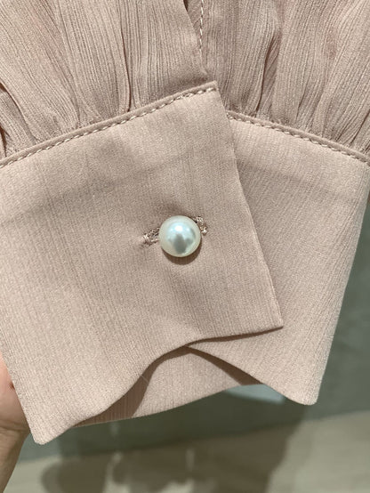 [Bestseller] Chiffon OL Lace-up Top