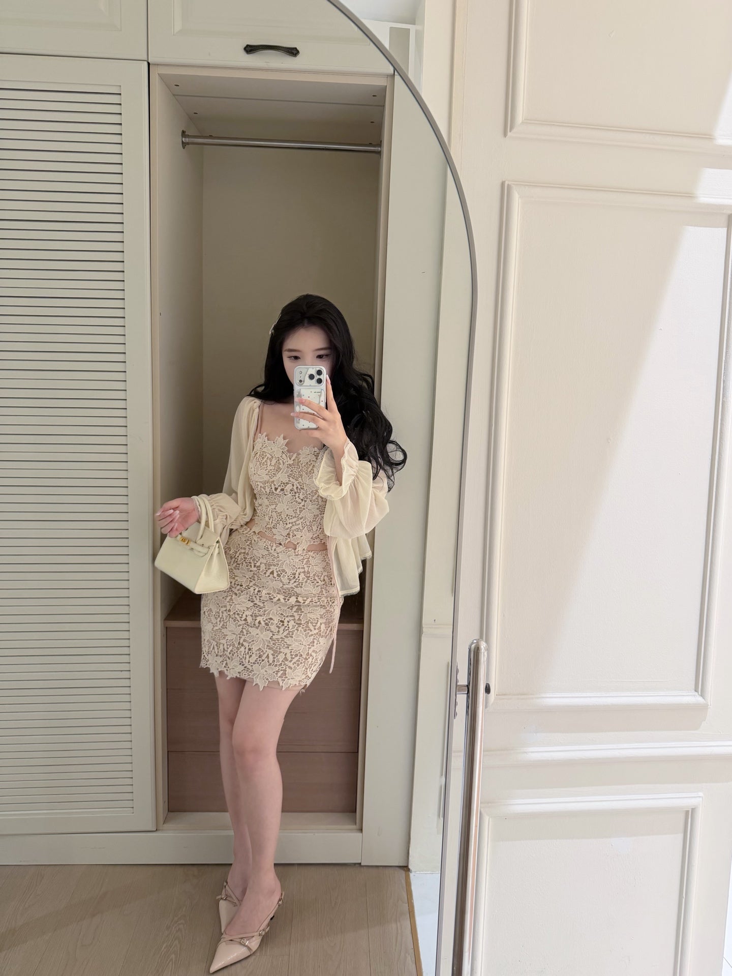 ⁠[Girly] French Romantic Ruffle Ribbon Chiffon Blouse (QH-031)⁠