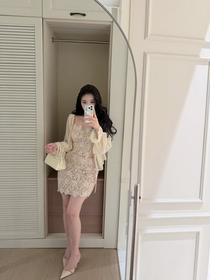 ⁠[Girly] French Romantic Ruffle Ribbon Chiffon Blouse (QH-031)⁠
