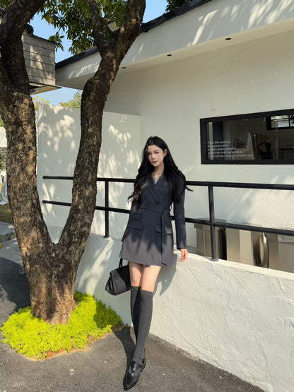 [Stylish] Designer Slimfit Blazer Skirt (with belt)
