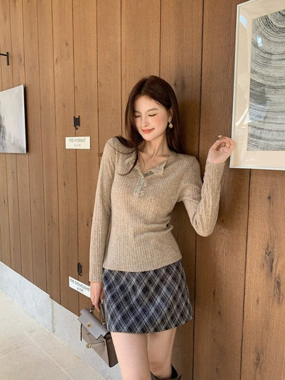 [Versatile] V-Neck Lace Basic Top