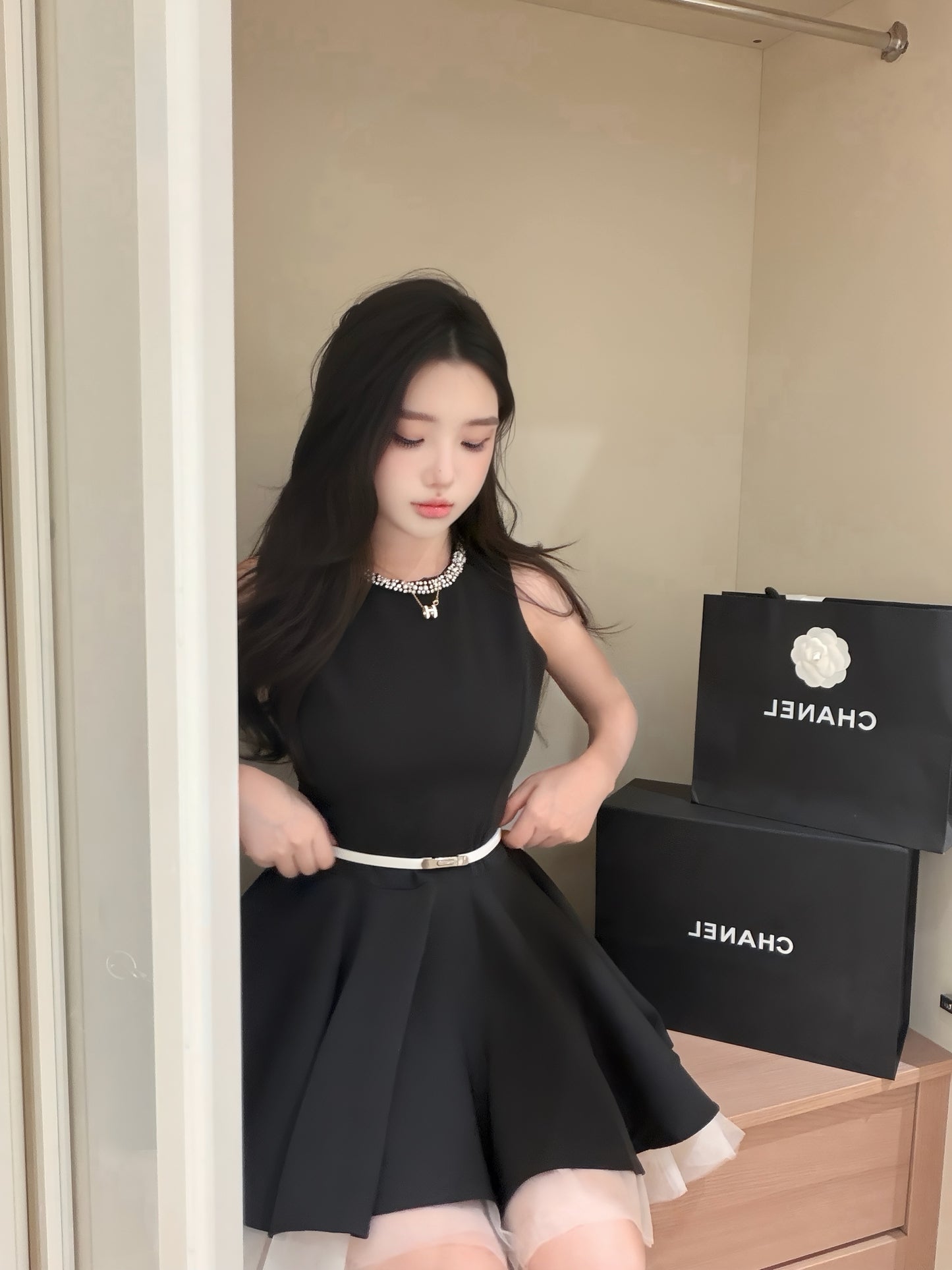 [Celebrity] Princess Slimfit Dress with Belt (QF039)