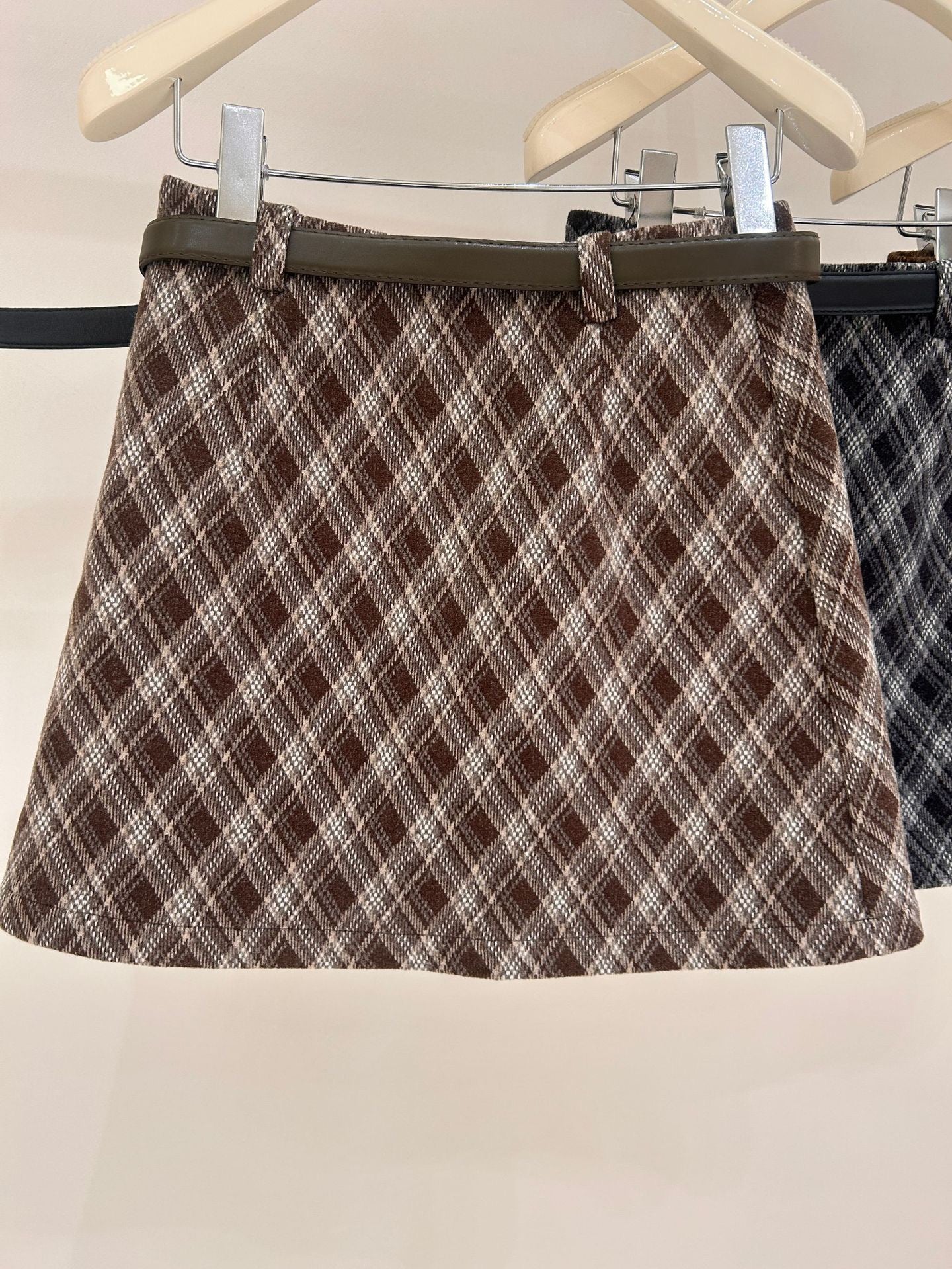 [Retro] High-Waisted Plaid A-Line Skirt