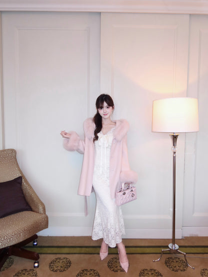 ⁠[French Lace] Ribbon Tie Lace Fitted Mermaid Dress (Q1598)⁠