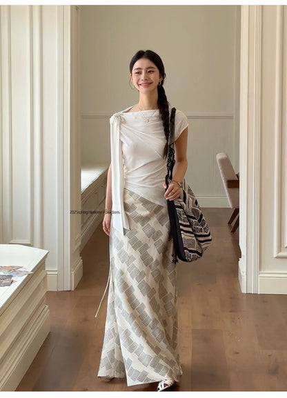 [Vacation] Designer Top + Long Dress Set
