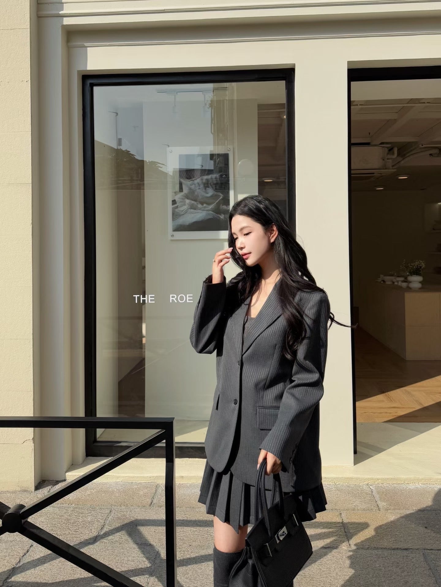 [Miu Style] Stripes Blazer + Pleated Skirt Set