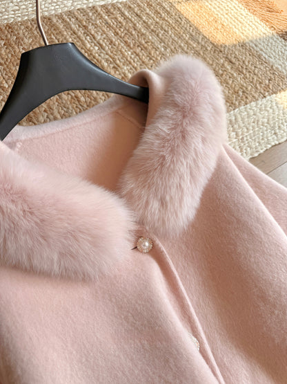 ⁠[Luxe] Fox Fur Collar Belted 100% Australian Wool Coat (YRDY002)⁠