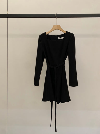 [Elegant] OL Long-Sleeve Dress (with belt)