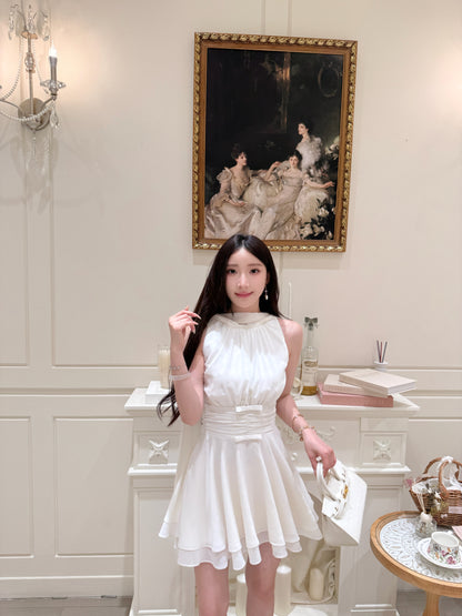 [Elegant] Chiffon Pink& Beige Dress (Q1056)