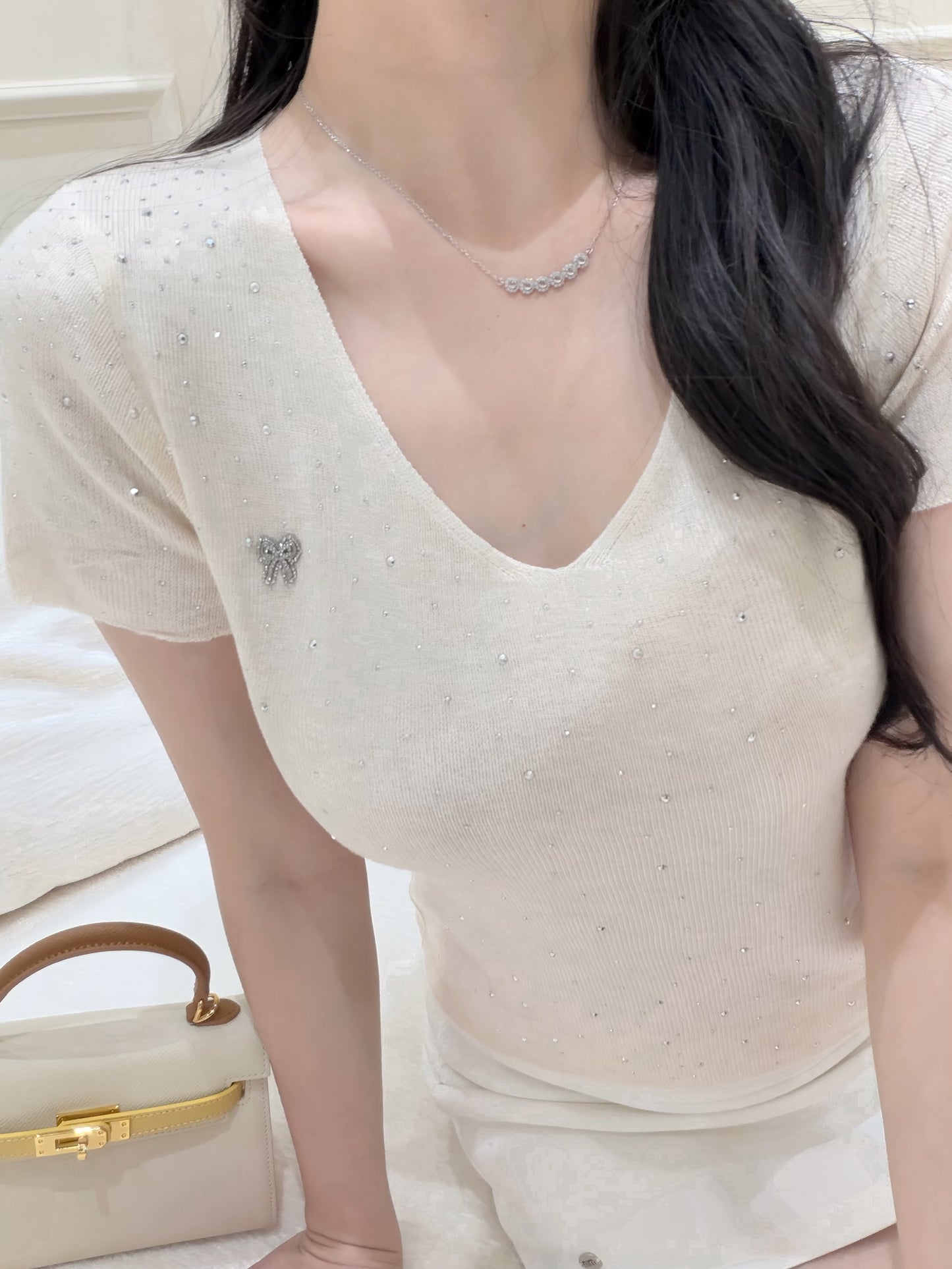 [Bling Bling] Crystal Embellished Top (QF025)