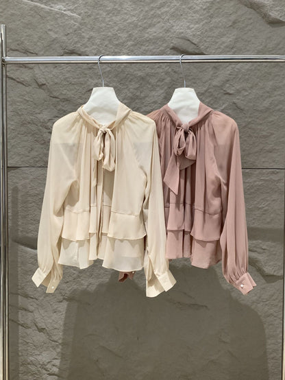 [Bestseller] Chiffon OL Lace-up Top