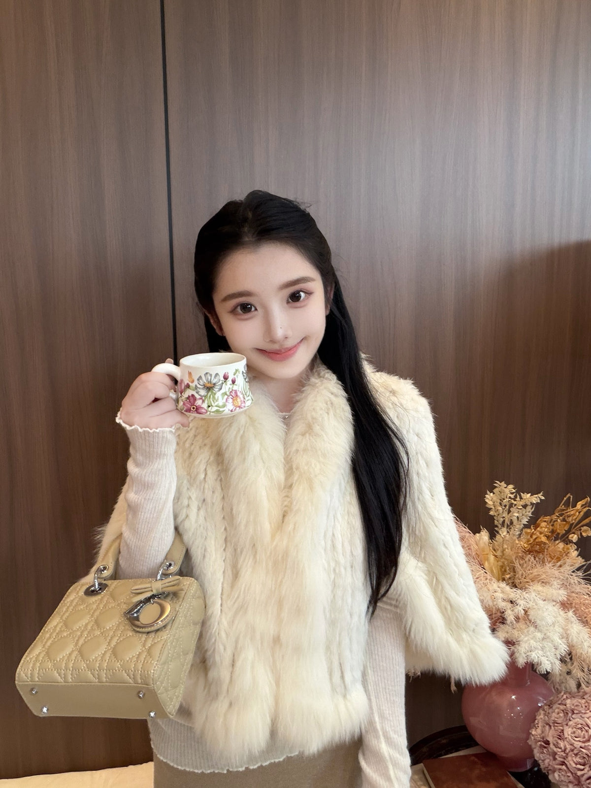 [Luxe] Fox Fur & Rex Rabbit Fur Cape Jacket (PC-010)