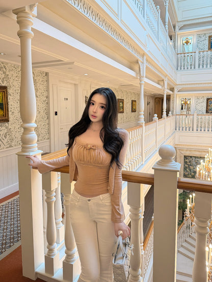 [Coquette] Soft Lace Trim Knit Cami and Cardigan Set (MYQ-01)⁠