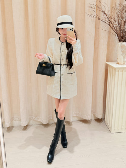 [Lumi Premium] 100% Wool French Tweed Long Jacket (YR2012)