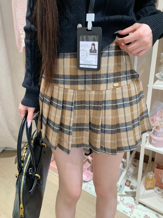 [Girly] Pleated short A-line skirt