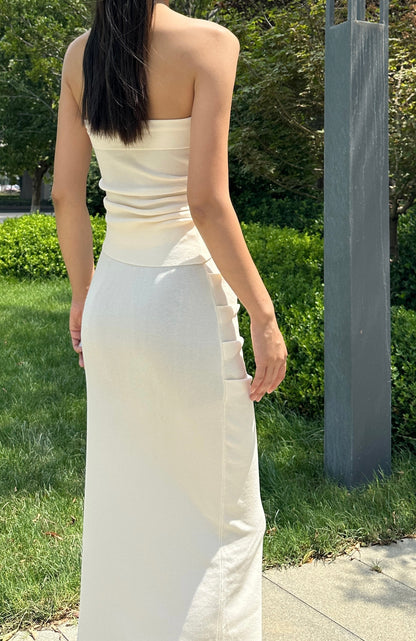【Lumi Signature】Knitted Tube Top + Knitted Skirt Set