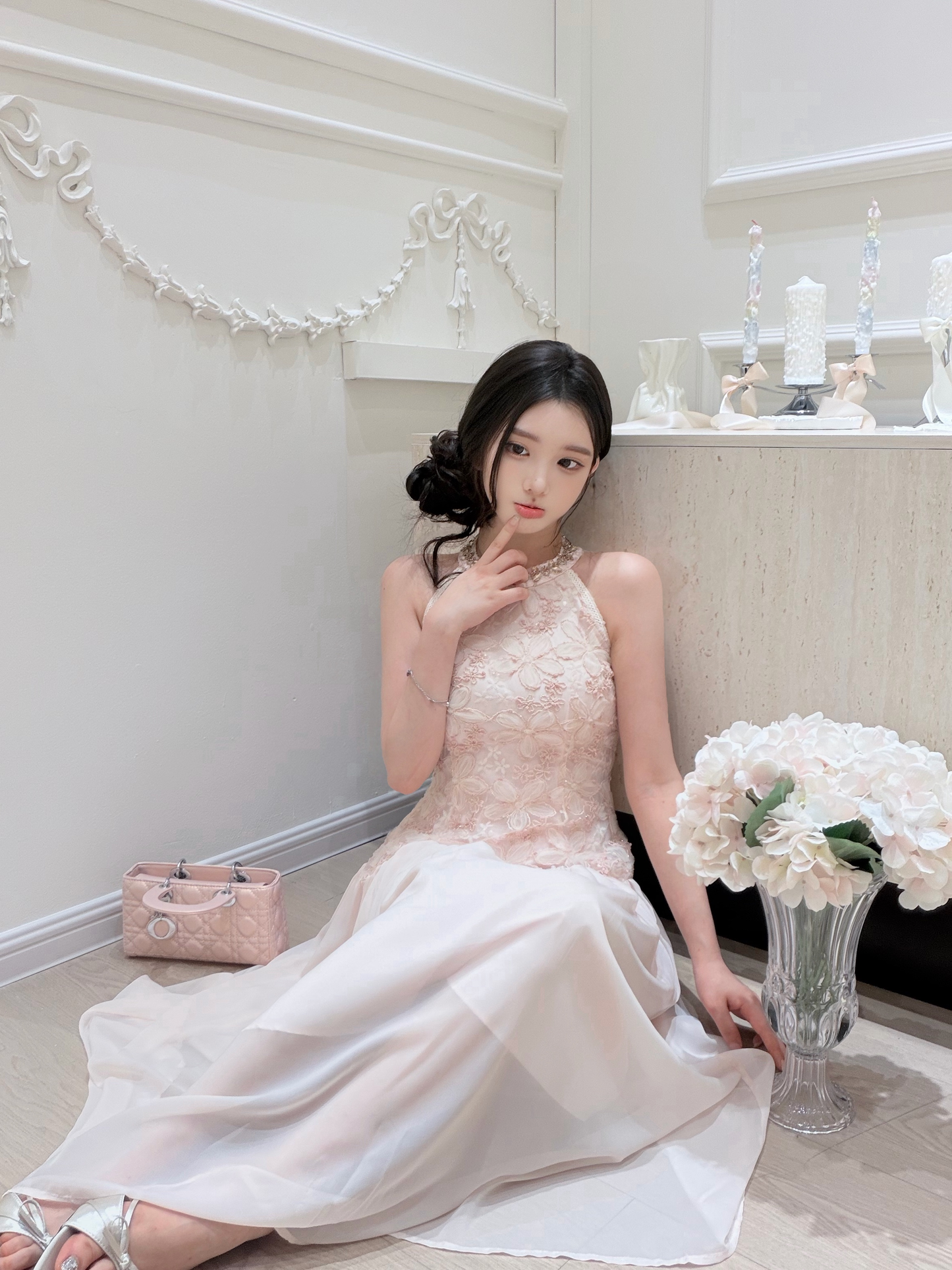 [Wedding Guest] French Lace Halter Dress (QF075)