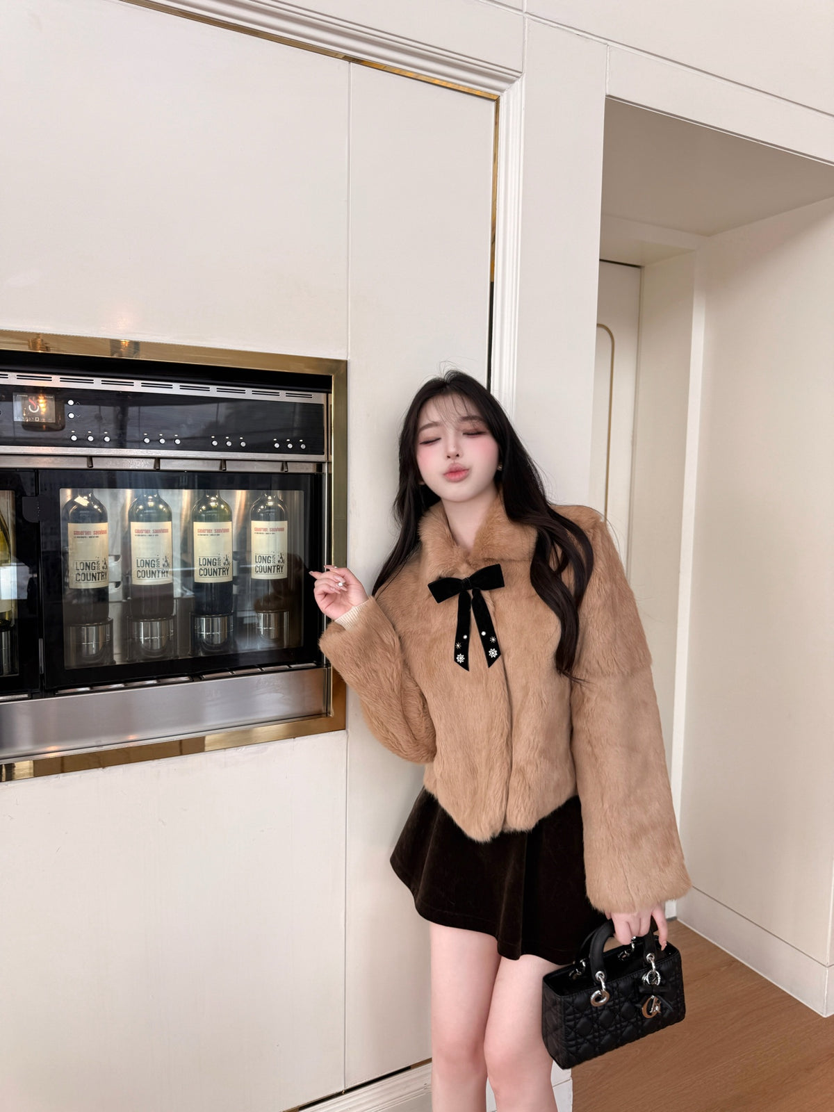 ⁠[Bestseller] Rabbit Fur Ribbon Bow Jacket (PC-015)⁠
