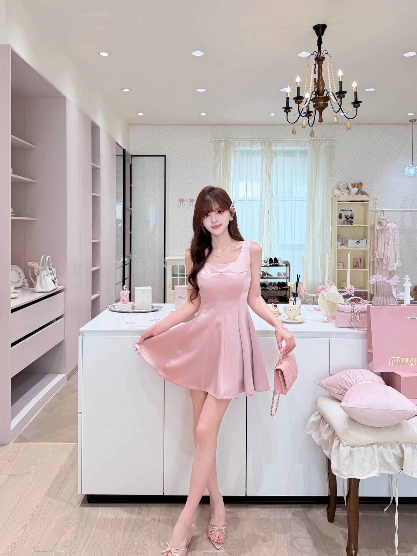 [Girly] Square Neck A-Line Dress (QF056)