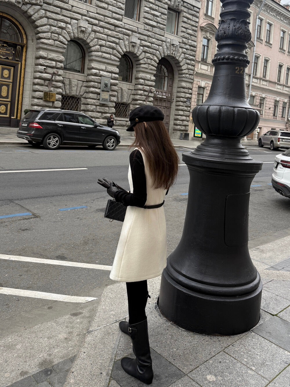 [Luxury] 90% Wool OL One-piece Dress (with belt)