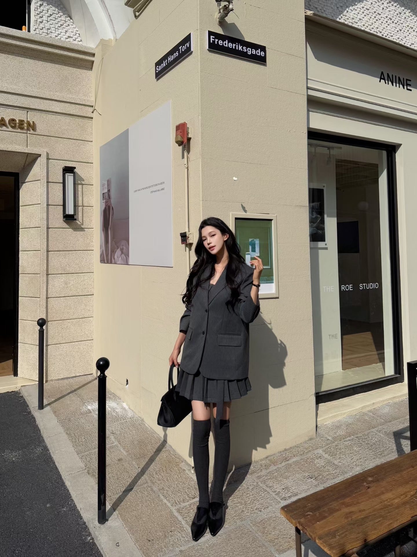 [Miu Style] Stripes Blazer + Pleated Skirt Set