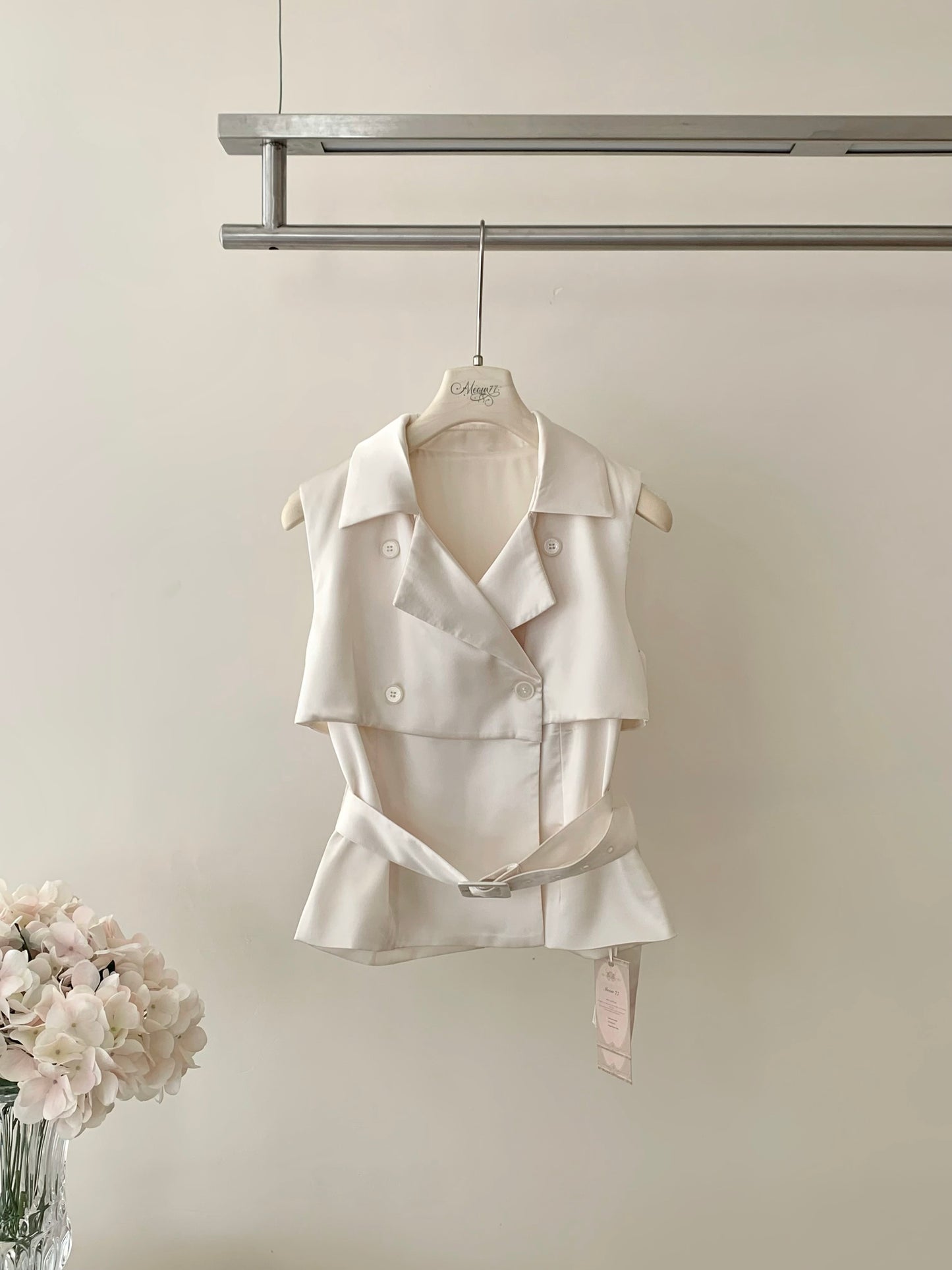 [Office to Date] Tailored Blazer Vest + Sequin Tiered Tulle Skirt Set (Q1212+Q1181)