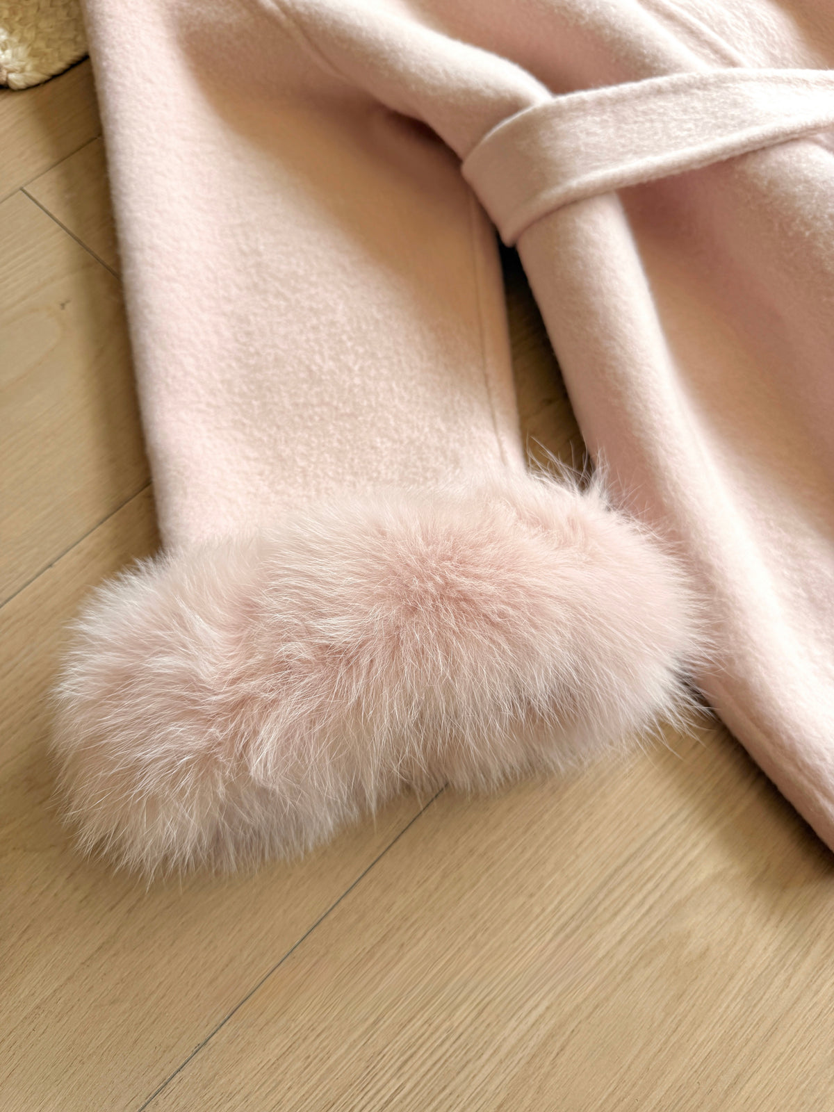 ⁠[Luxe] Fox Fur Collar Belted 100% Australian Wool Coat (YRDY002)⁠