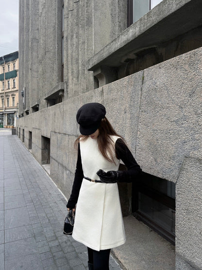 [Luxury] 90% Wool OL One-piece Dress (with belt)