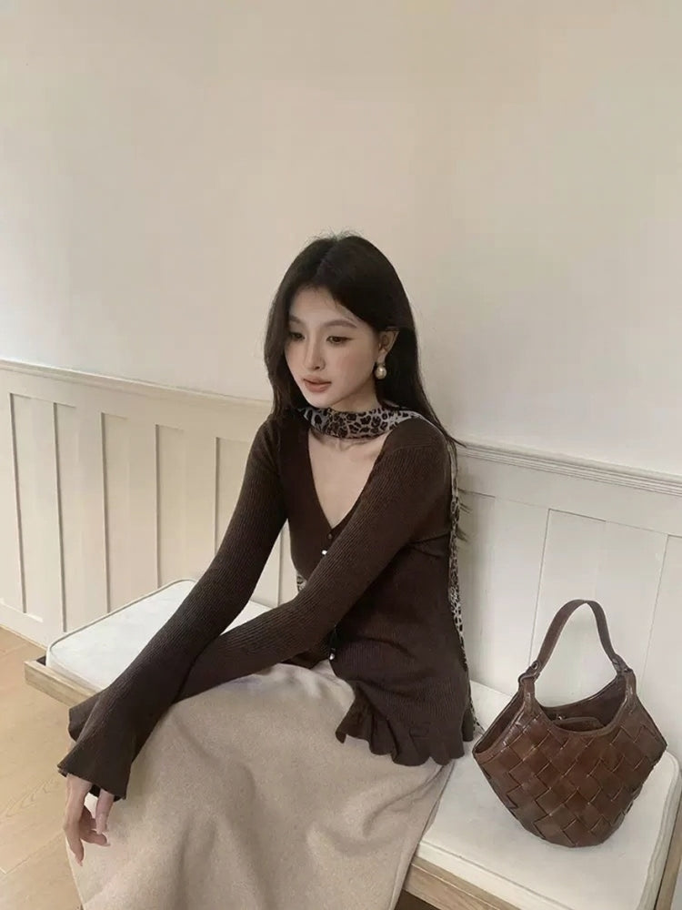 [Girly] Color V-Neck Wool Top