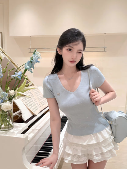 [Bling Bling] Crystal Embellished Top (QF025)