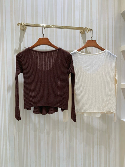 [Dating] Pearl Lace Trim Cami and Knit Cardigan Set (QH-08)