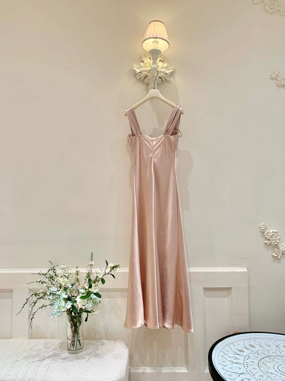 [Luxury] Beaded Satin A-Line Long Dress (QF059-1)