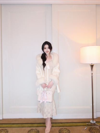 ⁠[Luxe] Fox Fur Collar Belted 100% Australian Wool Coat (YRDY002)⁠