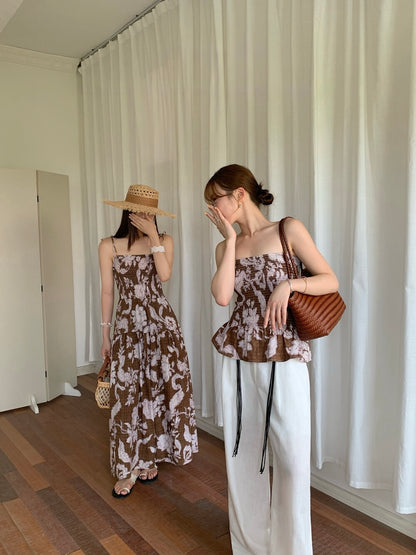 [Vacation] Artist Printing Flower Long Dress