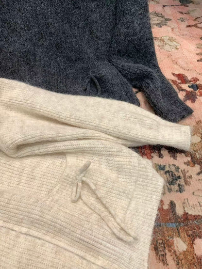 [Girly] 100% Wool Zip-up Sweater (Fox Fur Hat)