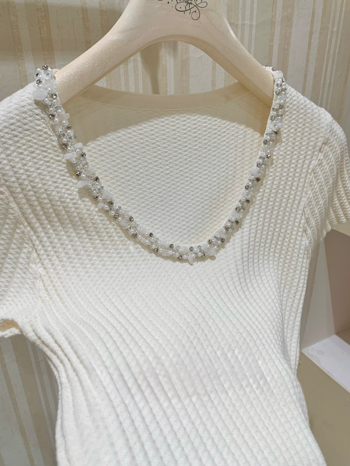 [Basic] Summer V-neck Glitter Top (QF026)