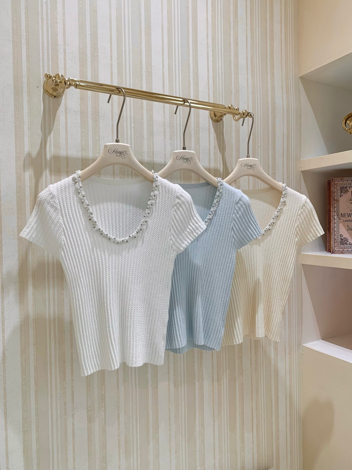 [Basic] Summer V-neck Glitter Top (QF026)