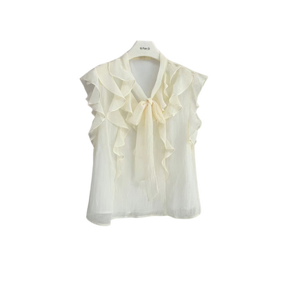 [Workwear] Girly Ruffle Sleeveless Chiffon Top