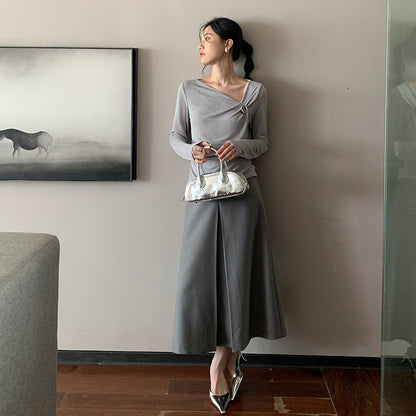 [Workwear] Designer High Waist Midi Pleated Skirt
