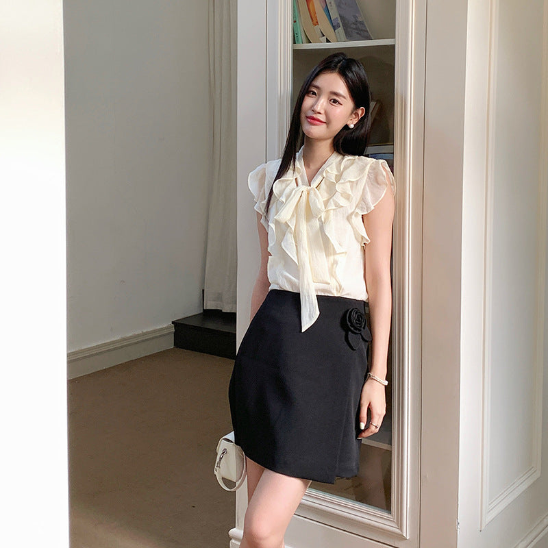 [Workwear] Girly Ruffle Sleeveless Chiffon Top